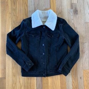 Black Denim Sherpa Jacket
